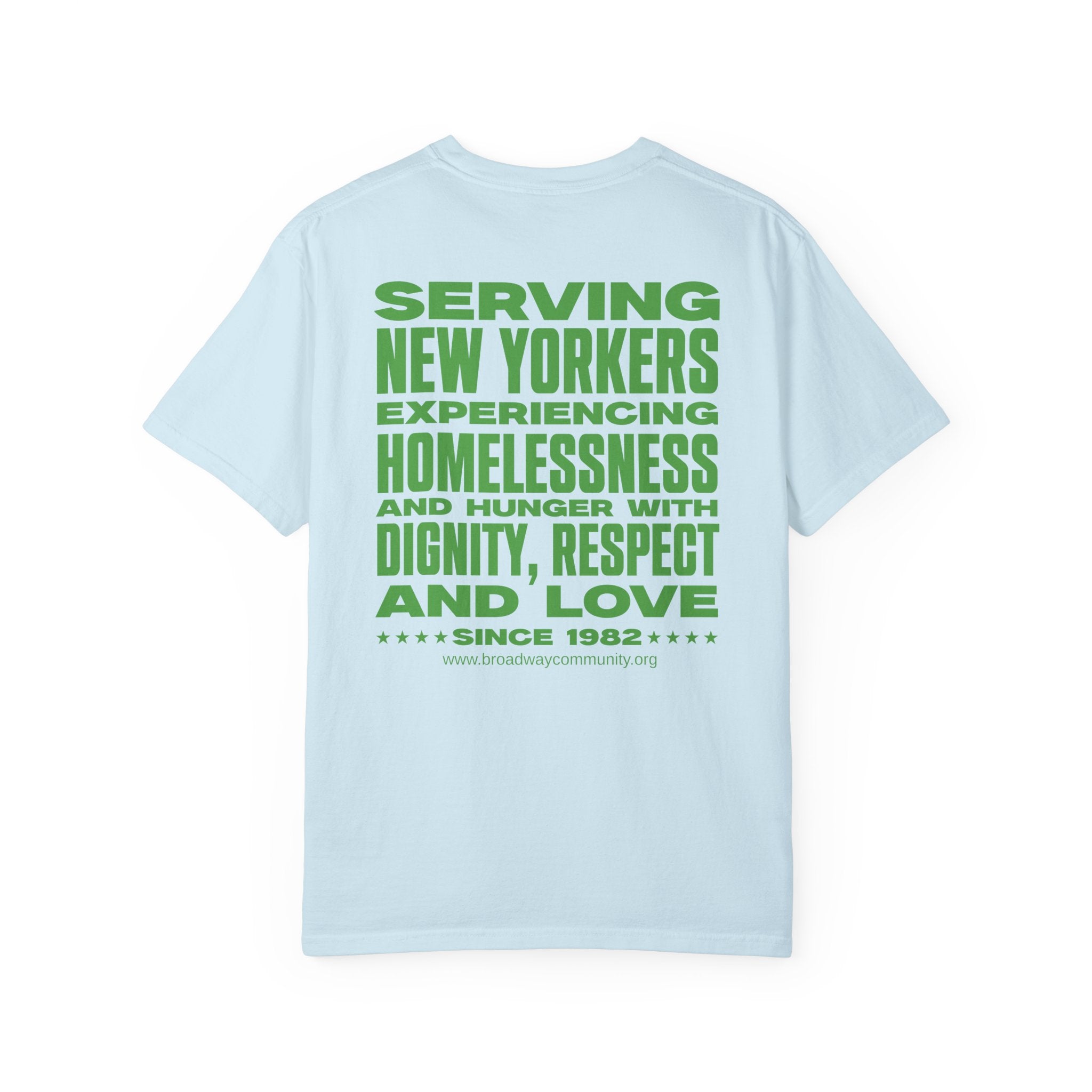 Serving New Yorkers Light Blue T-Shirt – Broadway Community Collection